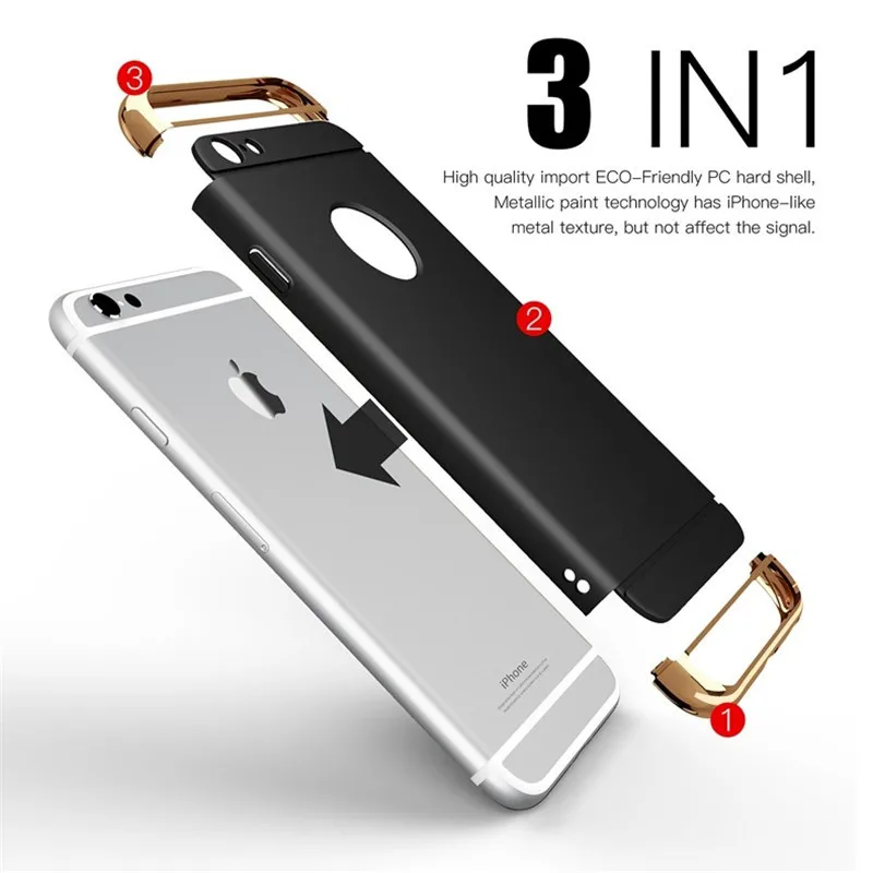 Новейший позолоченный Жесткий ПК Тонкий чехол для iPhone 5S 6 6S 7S 8 X Plus 3 в 1 Гибридный