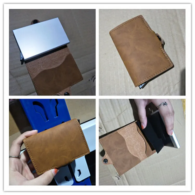 P. KUONE RFID блокирующий мини-кошелек защищающий безопасный кредитный держатель для карт дизайнерский качественный алюминиевый кошелек из искусственной кожи