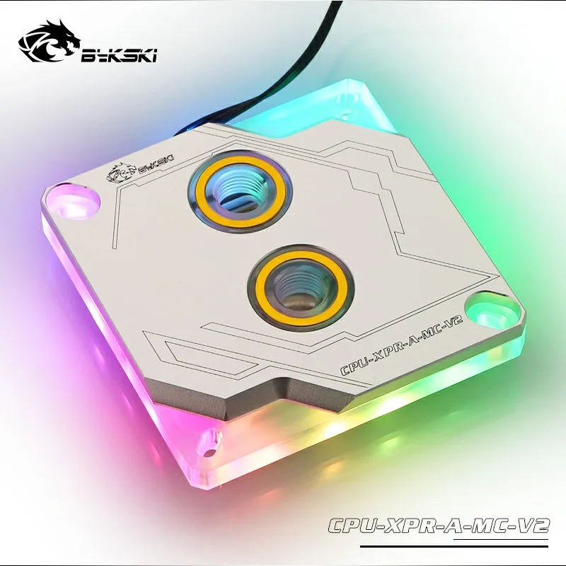 Bykski Процессор воды блок использовать для INTEL LGA1150 1151 1155 1156 2011 2066X99X299 I7/5В 3PIN заголовок полосы пропускания светильник поддержка AURA SYNC - Цвет лезвия: CPU-XPR-A-MC-Silver