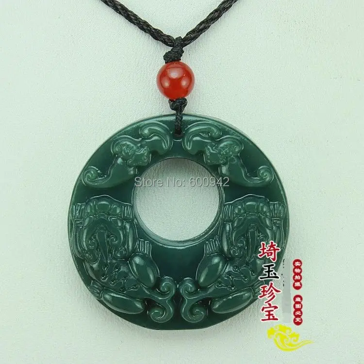 Природная бутылка зеленый нефрит собака Amulet Подвеска В Форме зверей ожерелье на