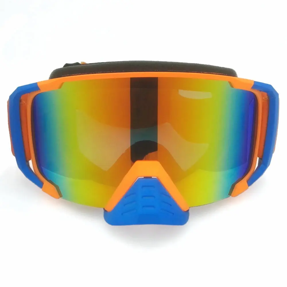 Orange Blue Frame Мотоциклетные очки для езды на мотоцикле, очки для мотокросса, мотоциклетные очки с носом, синие линзы, модный стиль - Цвет: Orange Blue Frame