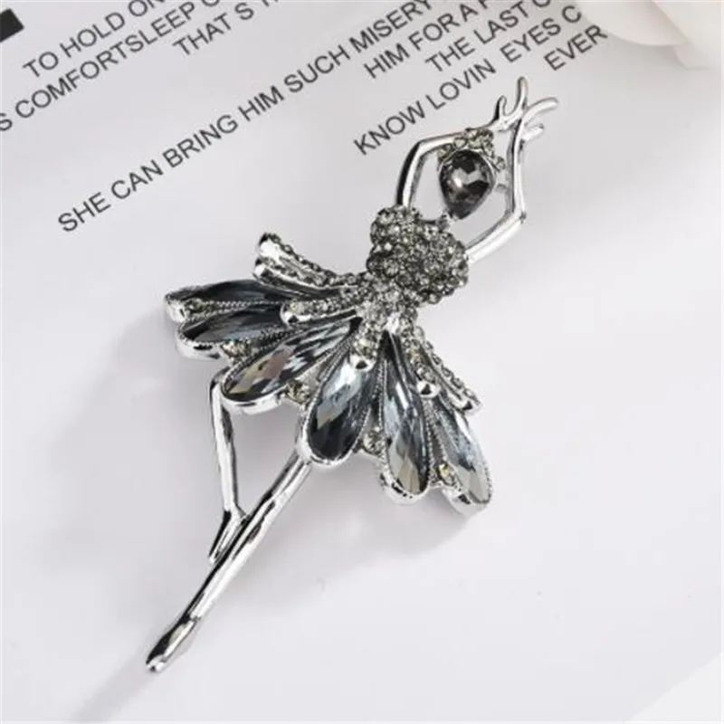 WKOUD Dance girls Swan Lake Factory Direct Sale Ballet Angel Dancing Girl Shinning Crystal Glass Brooches for Women | Украшения и