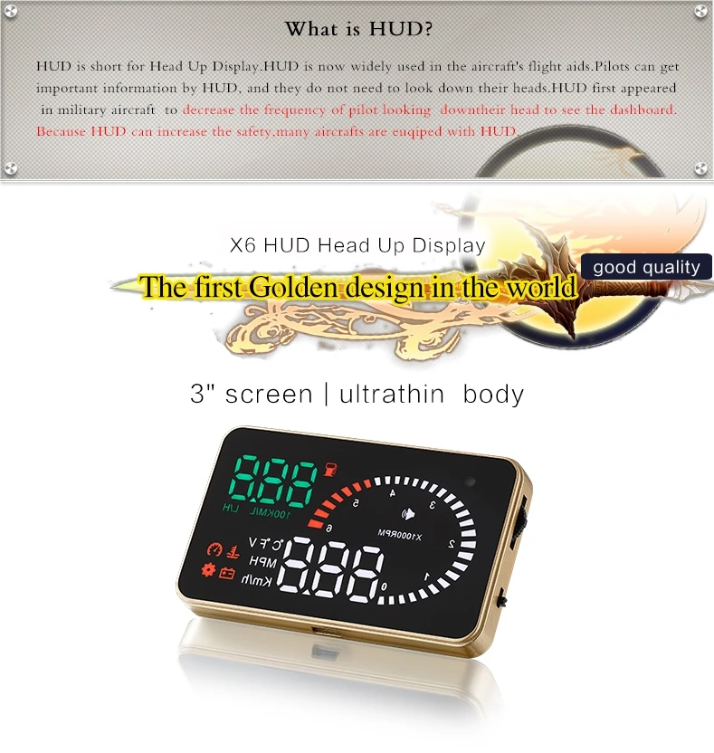 Лобовое стекло проектор аксессуары Hud Дисплей OBD2 цифровой автомобильный скоростной метр X6 HUD автомобильный скоростной проектор на лобовое стекло