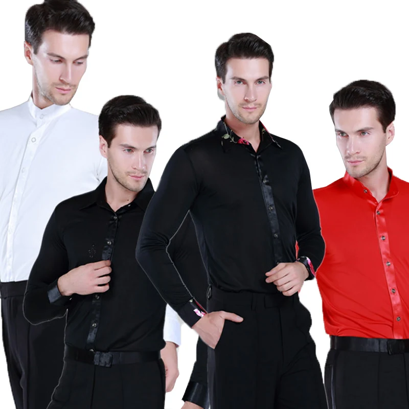 Мужская рубашка для латинских танцев мужские бальные рубашки мальчиков