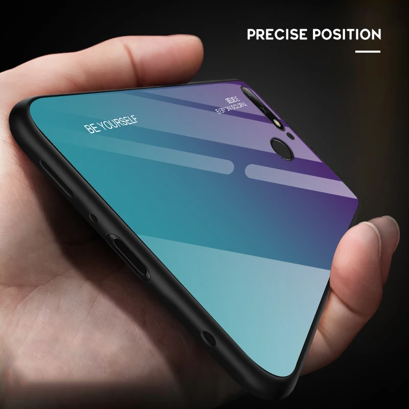 Стеклянный чехол для Huawei Honor 7A 7C Pro градиентный из закаленного стекла Honor7A русский