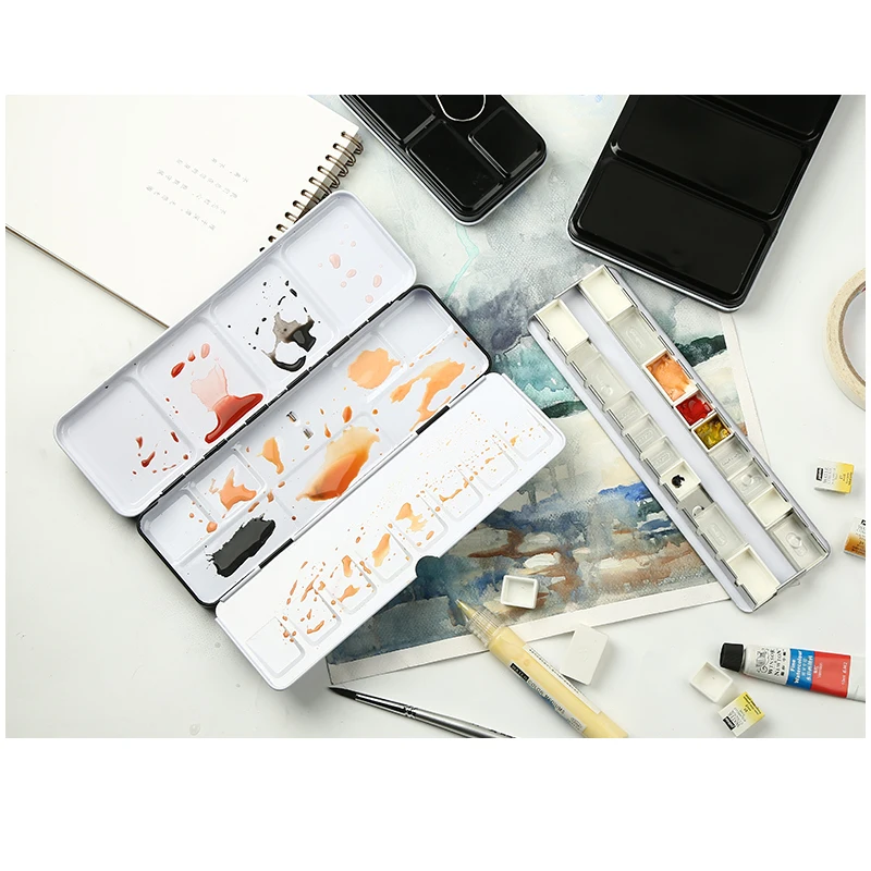 Твердые акварельные краски пустая коробка красок черные короткие Эмаль 12/24/36