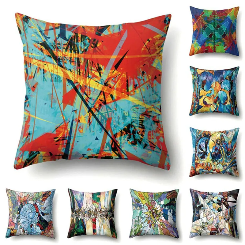 

Colorful Print Throw Pillow Case Cushion Cover Sofa Bed Car Cafe Office Decor Hot