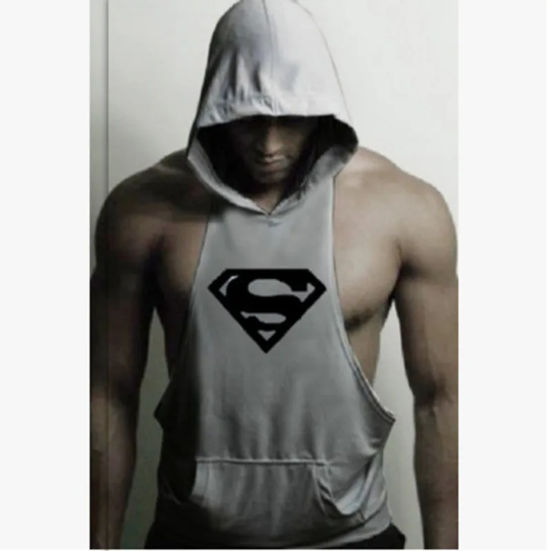 Diliflyer Fashion Men's Summer Running Vest Sleeveless Hoodies Fitness Shirt Hoodie Cotton Tank Tops Super Muscle Gyms Clothing | Спорт и