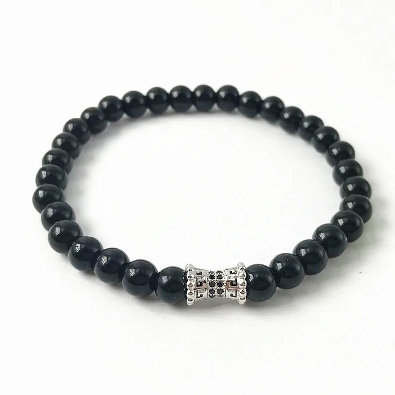 Новое поступление бренд 6 мм класс А черный оникс с микро инкрустацией черные