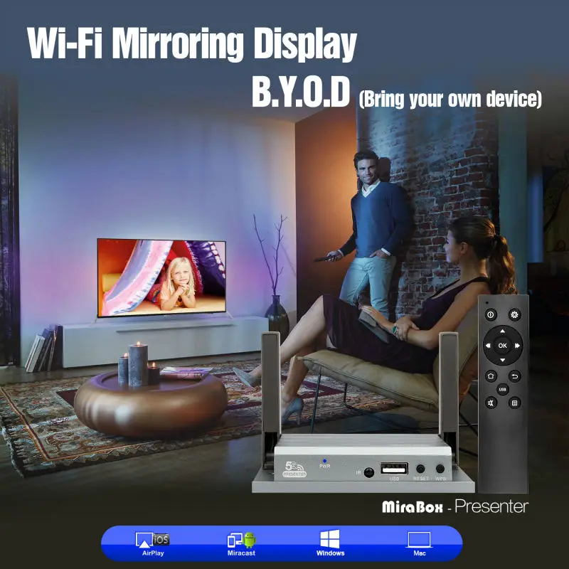 Mirabox VGA HDMI WIFI Дисплей для IOS Android Оконные рамы 10 Mac OS AirPlay Miracast DLNA с ИК-пульт |