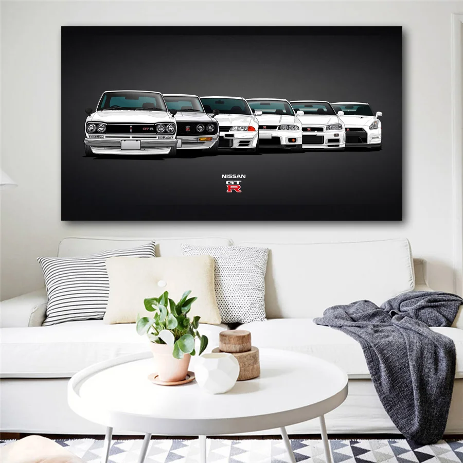 HD Printed Nissan GTR Classic Sports Cars Wall Art Poster Canvas painting For Home Room Decor | Дом и сад