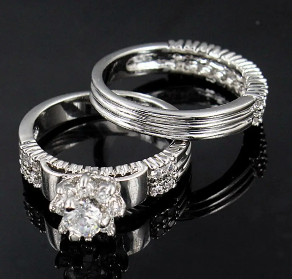 Size 5-11 Silver Plated Engagement Ring Wedding Cubic Zirconia Fashion | Украшения и аксессуары