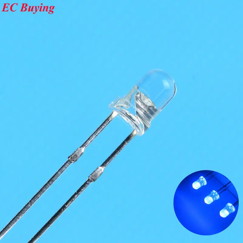 3 мм синий светодиодный круглый светоизлучающий диодный Прозрачный Ультра яркий
