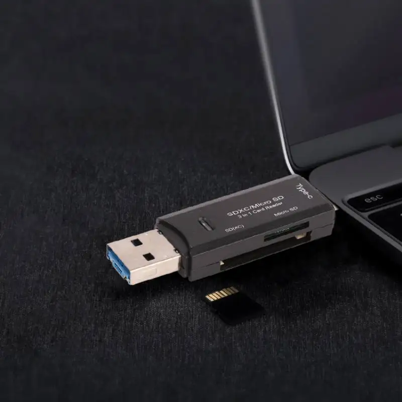 3 в 1 Многофункциональный кардридер складной USB 2 0 Typc-C OTG легкий Plug-and-play компьютер