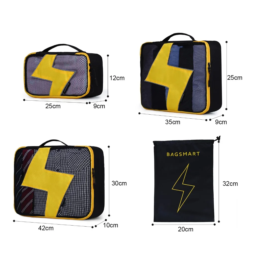 BAGSMART 7 Pcs/Set Nylon Packing Cubes For Clothes Travel Bags Shirts Waterproof Duffle Bag Organizers with Shoes Unisex | Багаж и сумки