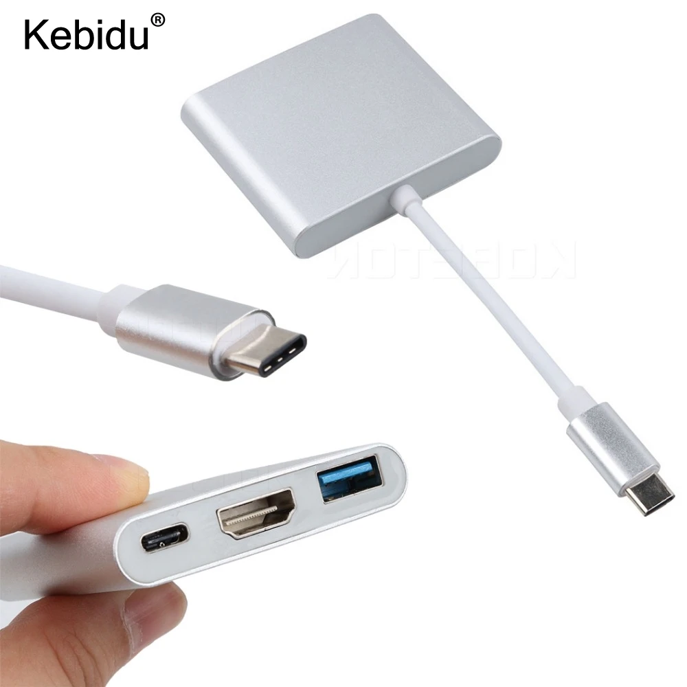 Kebidu 3 в 1 USB C usb хаб для подключения к адаптеру кабель с разъемами типа c и 0 зарядки