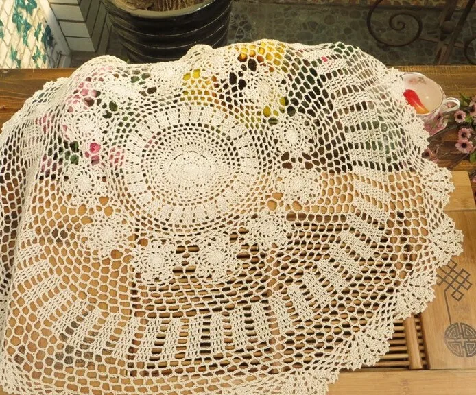 Ручной работы вязанный цветочный хлопок вязать doilies Круглый Кофейный Столик Ткань Обложка украшены ажурные скатерти