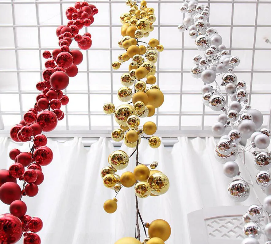 1 8 метра красный/Золотой/Серебряный круглый шар кластерная гирлянда на Рождество