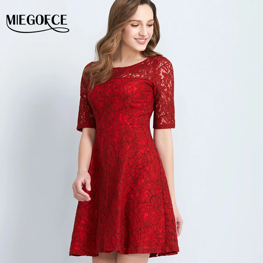 Новая коллекция от MIEGOFCE Нарядное платье Кружевное женское имеет круглую шею