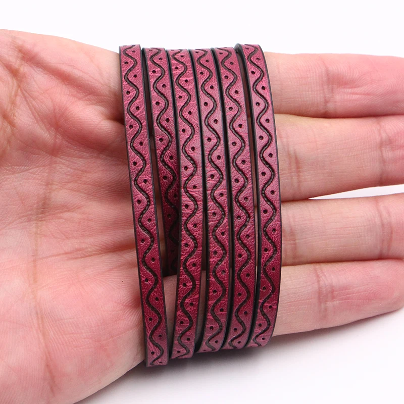 Плоский шнур XCHARMS 5 мм из искусственной кожи с волнистым узором веревка сделай сам