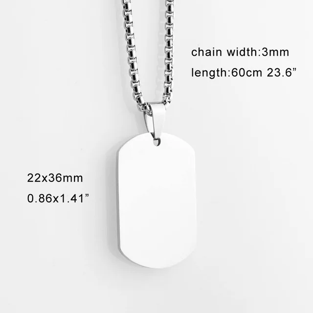Нержавеющая Сталь Dogtag кулон ожерелье для мужчин пустой армии Ketting солдат Военная пластина воротник зеркальная полировка - Окраска металла: 22x36 60