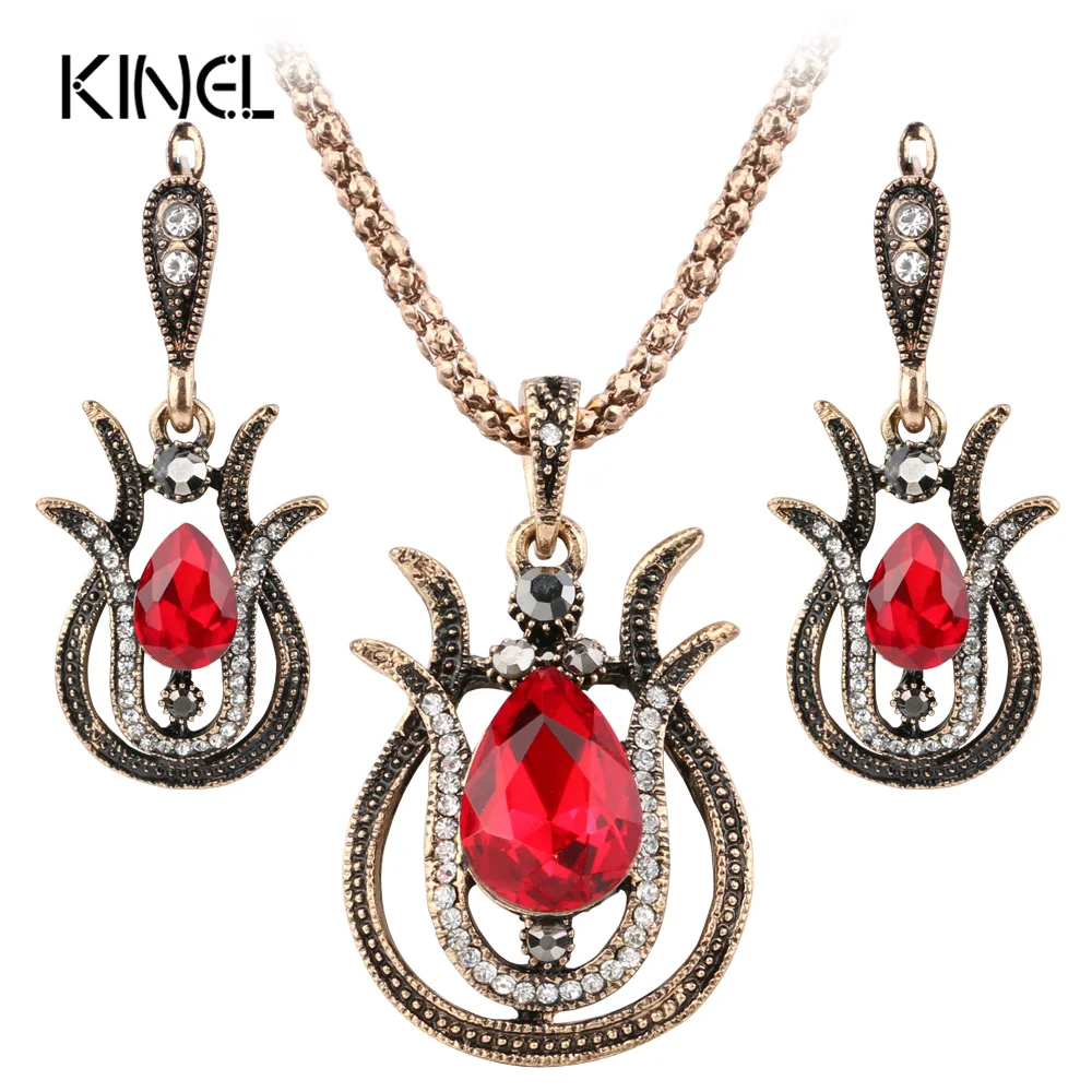 2017 богемные Ювелирные наборы из Дубая золотого цвета Тибетский сплав ожерелье с