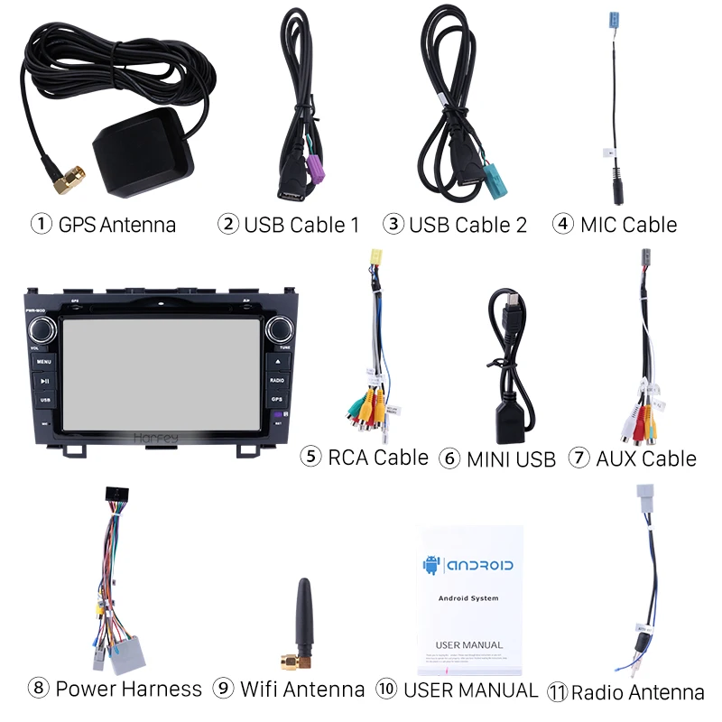 Harfey Android 8 0 дюймов автомобиля радио для 2006 2007 2008 2011 Хонда сrv 2Din gps навигации DVD плеер