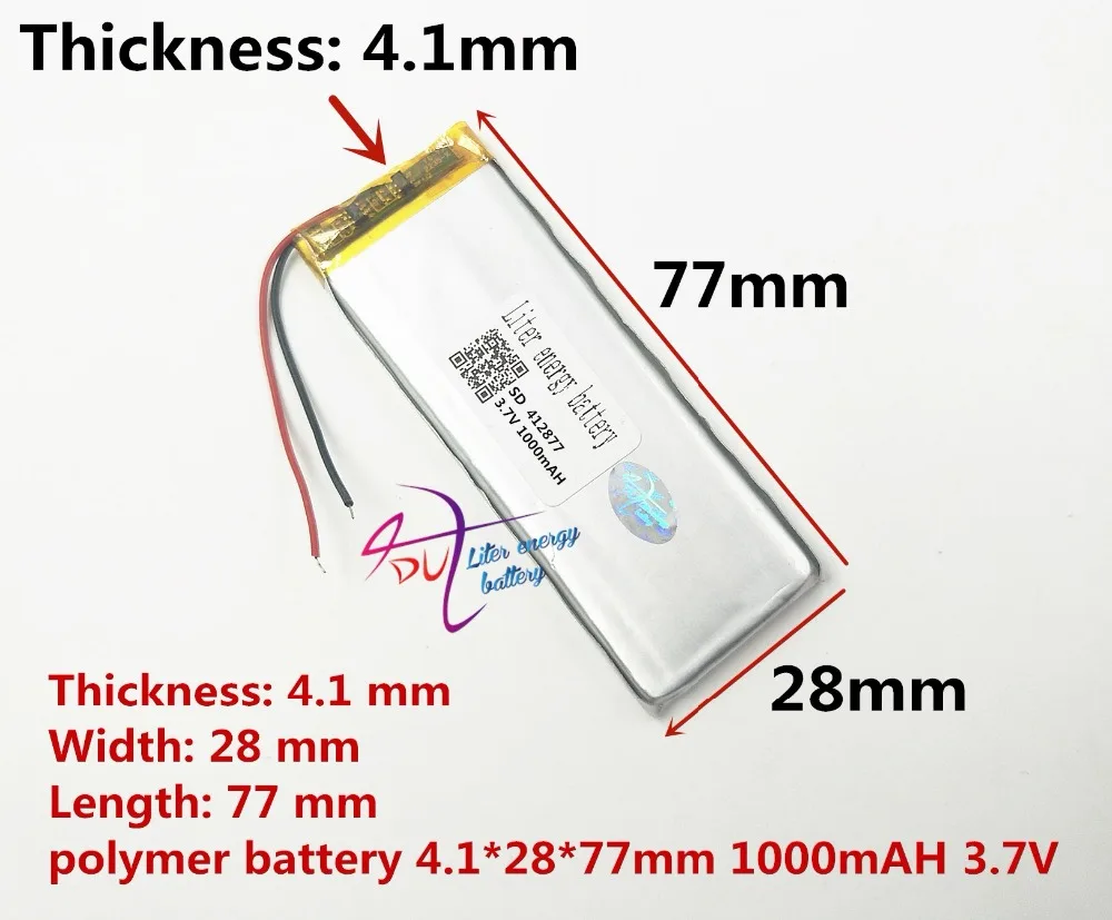 

SD412877 3.7v 1000mah battery rechargeable li-ion battery 3.7v 1000mah