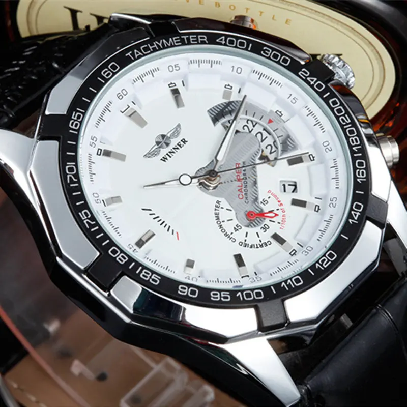 Мужские механические часы WINNE роскошные брендовые водонепроницаемые наручные с