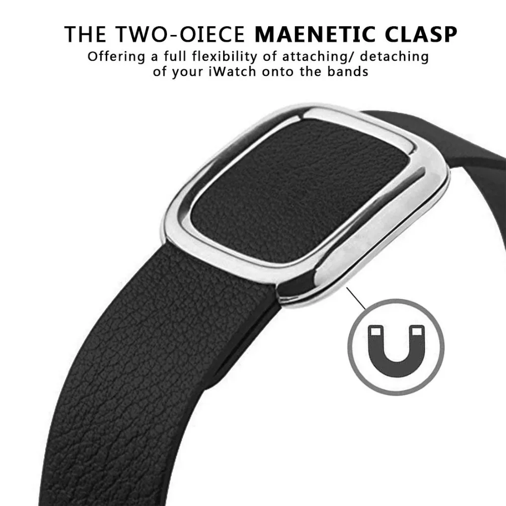 Кожаный ремешок для Apple Watch 38 мм 40 42 44 женщин современный сменный с пряжкой iWatch Series