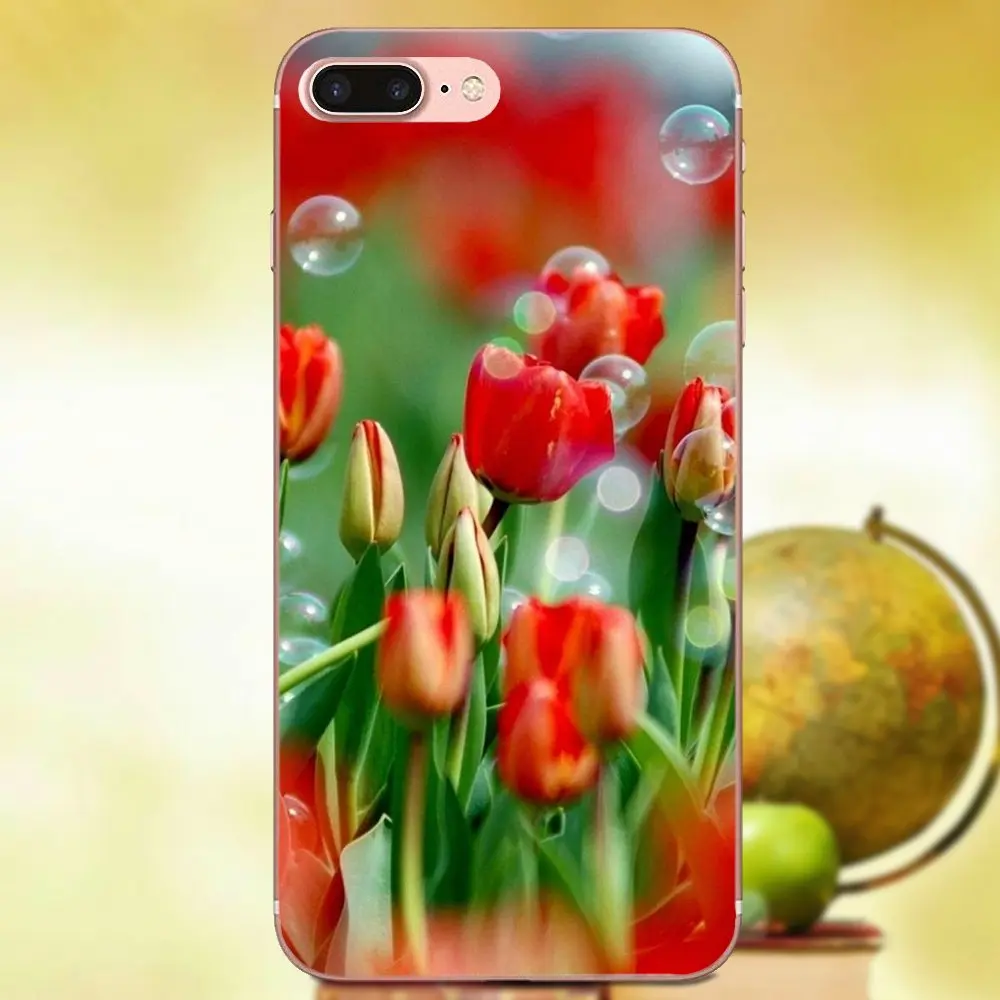 Чехлы из ТПУ Красные тюльпаны цветы с пеной-пузырьком для Xiaomi Redmi Note 2 3 3S 4 4A 4X 5 5A 6 6A