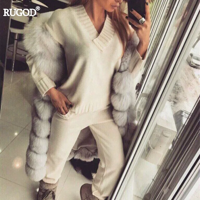 Осень зима 2021 женские хлопковые спортивные костюмы Rugod комплект из 2 предметов