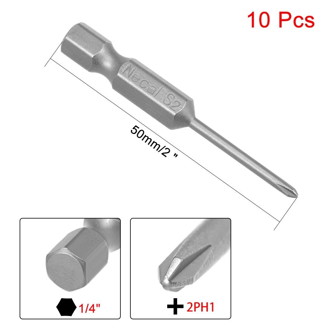 UXCELL 10 шт. 1/" Шестигранным хвостовиком Phillips 1,6/2,5/2/3,5/3 мм PH00 PH0 PH1 Магнитная отвертка S2 насадки для отвертки 50 мм Длина