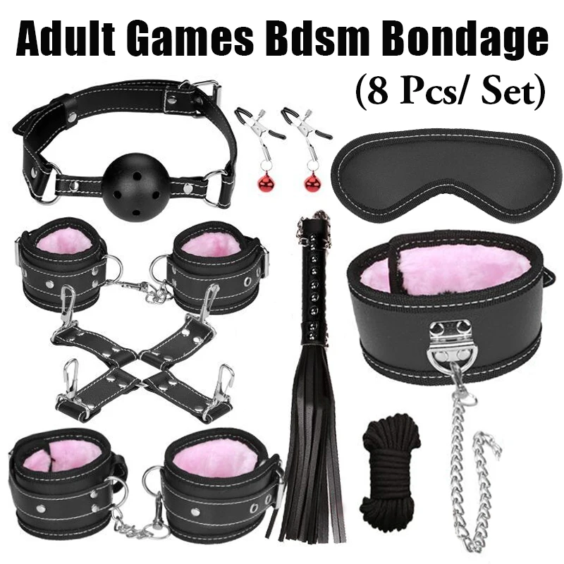 8 шт./компл. сексуальное нижнее белье искусственная кожа BDSM набор для связывания