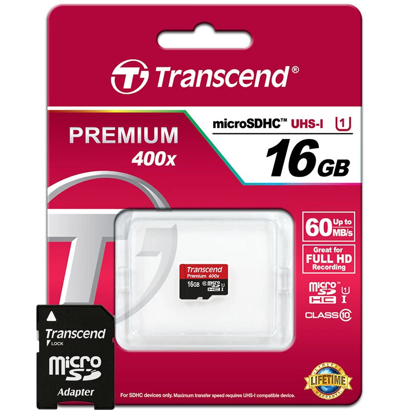 Бренд Оригинальной Настоящее Transcend 64 ГБ 32 16 MicroSD MicroSDXC Micro SD SDHC SDXC Карты 400X class 10 UHS-1 TF