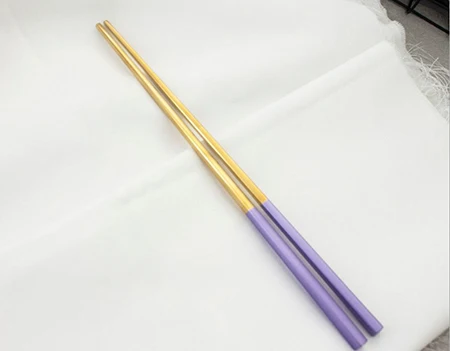 Purple gold Кухонные палочки для еды радужные 304 зеркальные столовые приборы из нержавеющей стали китайские японские корейские многоразовые палочки для еды - Цвет: Purple gold