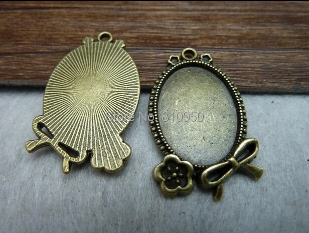 

30pcs/lot) Inner Size:18x25mm Alloy/Metal Antique Bronze Blank Pendant Cameo Cabochon base settings Accessory Findings