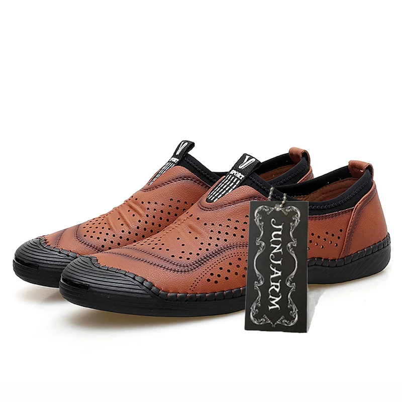 JUNJARM 2019 Handmade Men Casual Shoes Loafers Quality Breathable Microfiber Flats Slip-on Moccasins | Обувь