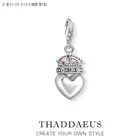 Подвеска в виде короны, сердца, из настоящего серебра 925 пробы, для женщин и мужчин