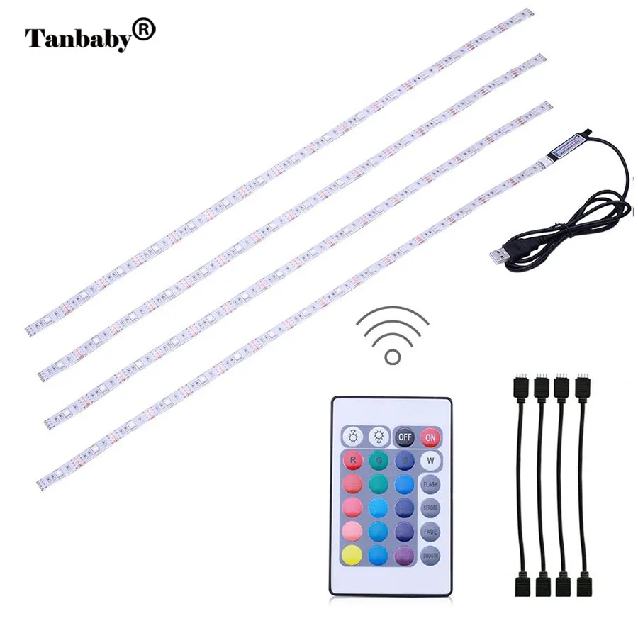 White PCB 2 м ТВ СВЕТОДИОДНЫЙ светильник RGB DC5V USB лампа SMD 5050 водонепроницаемый гибкий светодиодный светильник с пультом дистанционного управления для ТВ подсветки - Испускаемый цвет: White PCB