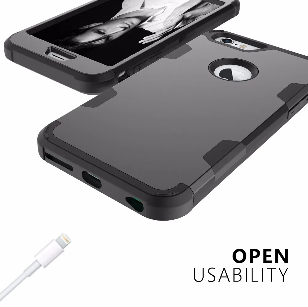 Жесткий защитный чехол из ТПУ и силикона для iPhone 8 7 6 6S Plus ударопрочный жесткий с