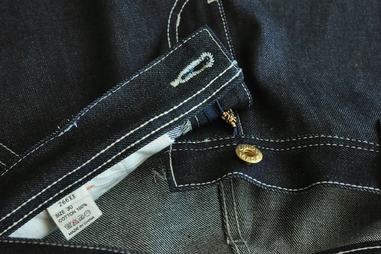 SauceZhan 266XX Shorts Jeans Man Raw Denim Jeans Knee Length Selvedge Denim Jeans Mens Jeans Indigo Straight Casual