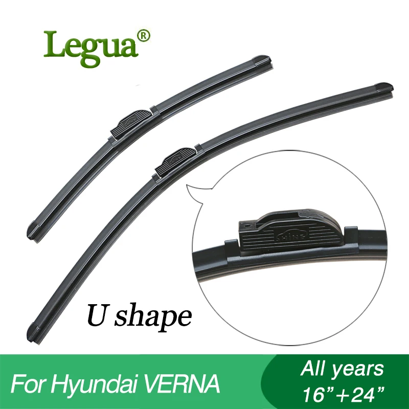 

Legua Wiper blades for Hyundai VERNA, 16"+24",car wiper,Boneless Soft Wiper Refill, Windscreen Windshield Wipers, Car accessory