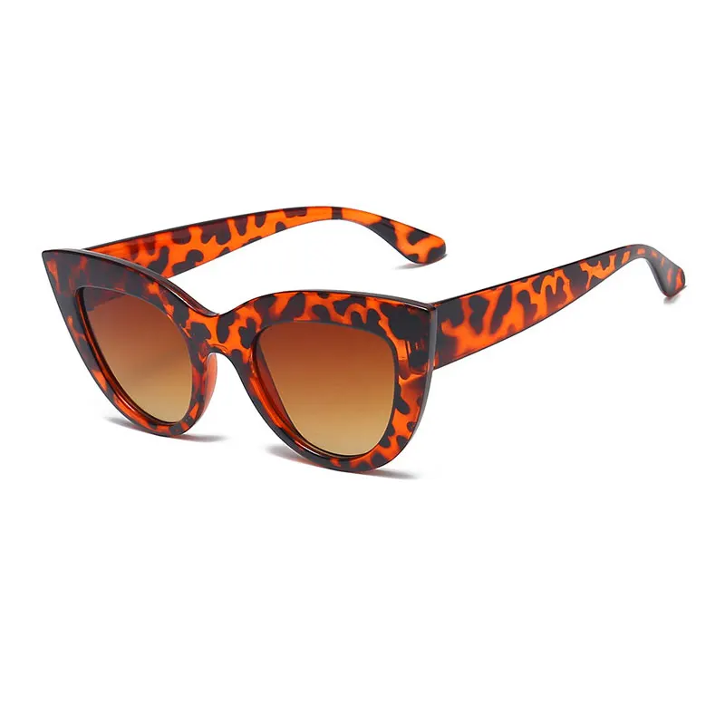 Leopard HUHAITANG Винтажные Солнцезащитные очки кошачий глаз, женские роскошные брендовые солнцезащитные очки Cateye, женские модные дизайнерские синие солнцезащитные очки для женщин - Цвет линз: Leopard