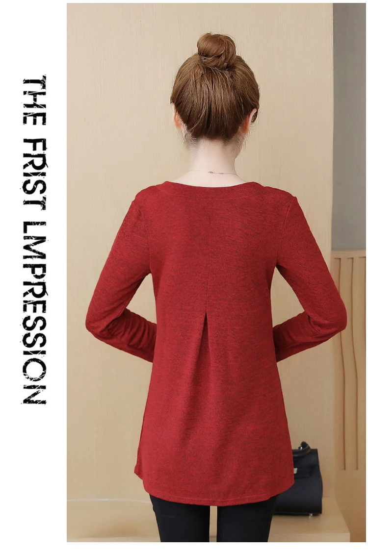 Blusas Mujer De Moda Осень Зима повседневные женские топы и блузки плюс размер 5xl винтажный Дамский пуловер с v-образным вырезом Длинные рубашки
