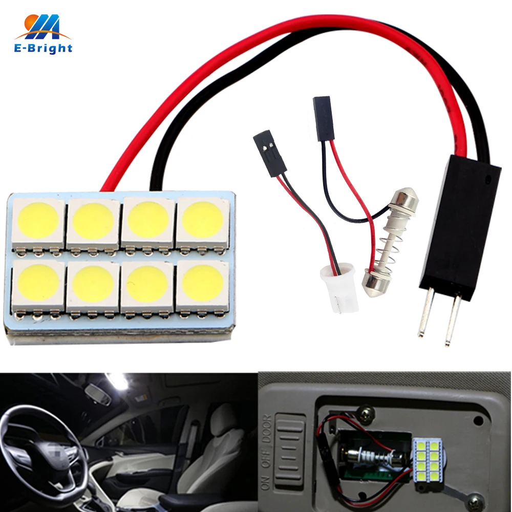 YM E Bright 10 шт. белый 8 SMD 5050 3 Chips LED световая панель Festoon + T10 Адаптеры купольная лампа|t10