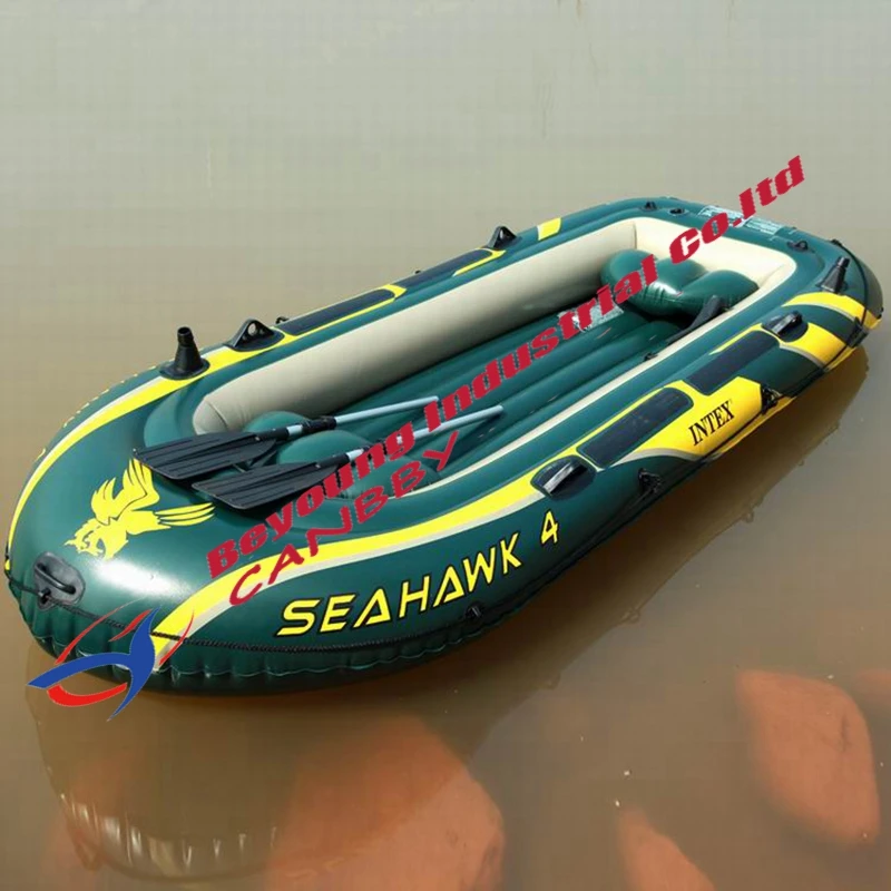 Intex Seahawk 4 человек Пластиковая надувная резиновая лодка для рыбалки, чертёжный каяк