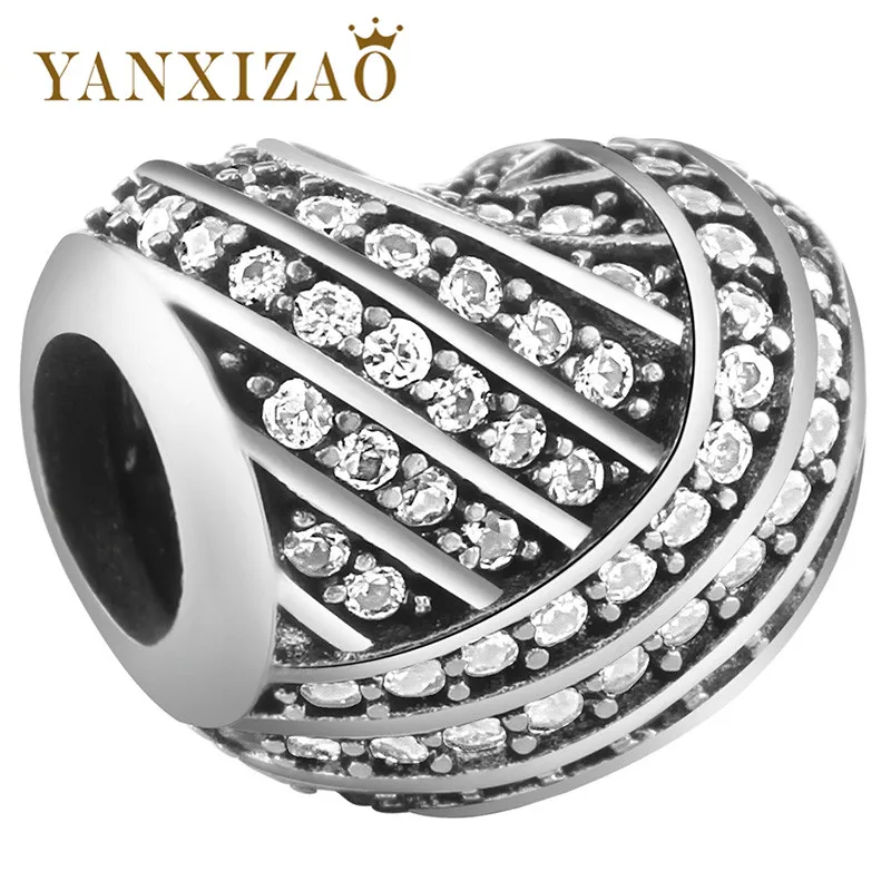 Yanxizao 2018 Новый Серебро 925 CZ шариках Fit Пандора Оригинал сердца Форма циркон браслет