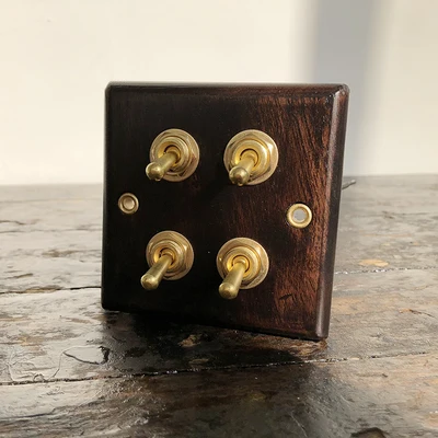 Wood Retro Wall Switch panel Four Control Two Way 6A 110V- 250V | Обустройство дома