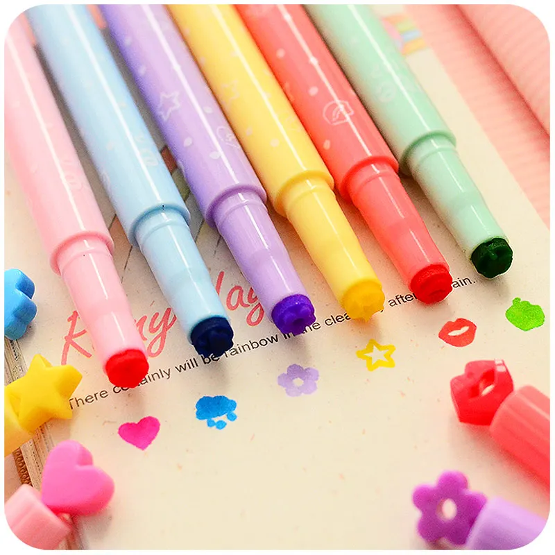36 pcs/Lot Cute stamp Highlighter Marker pen for reading DIY scrapbooking Stationery material escolar School supplies F285 | Канцтовары
